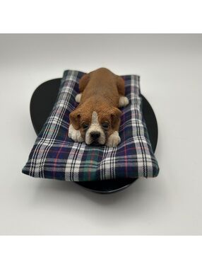 Vintage Sandra Brue Sandicast Boxer Lil Snoozer Hand Painted With Bed
